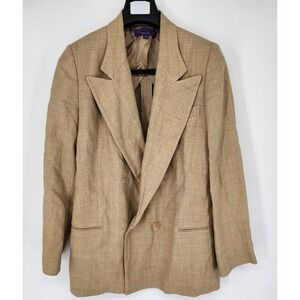 Ralph Lauren Purple Label Tan Textured Double-Breasted Blazer